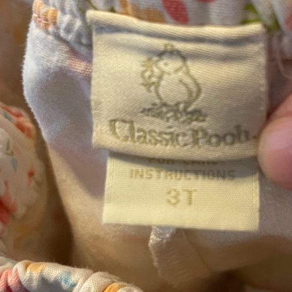 Classic Pooh 3T cream/yellow floral elastic waist 100% cotton A line skirt - Picture 2 of 5